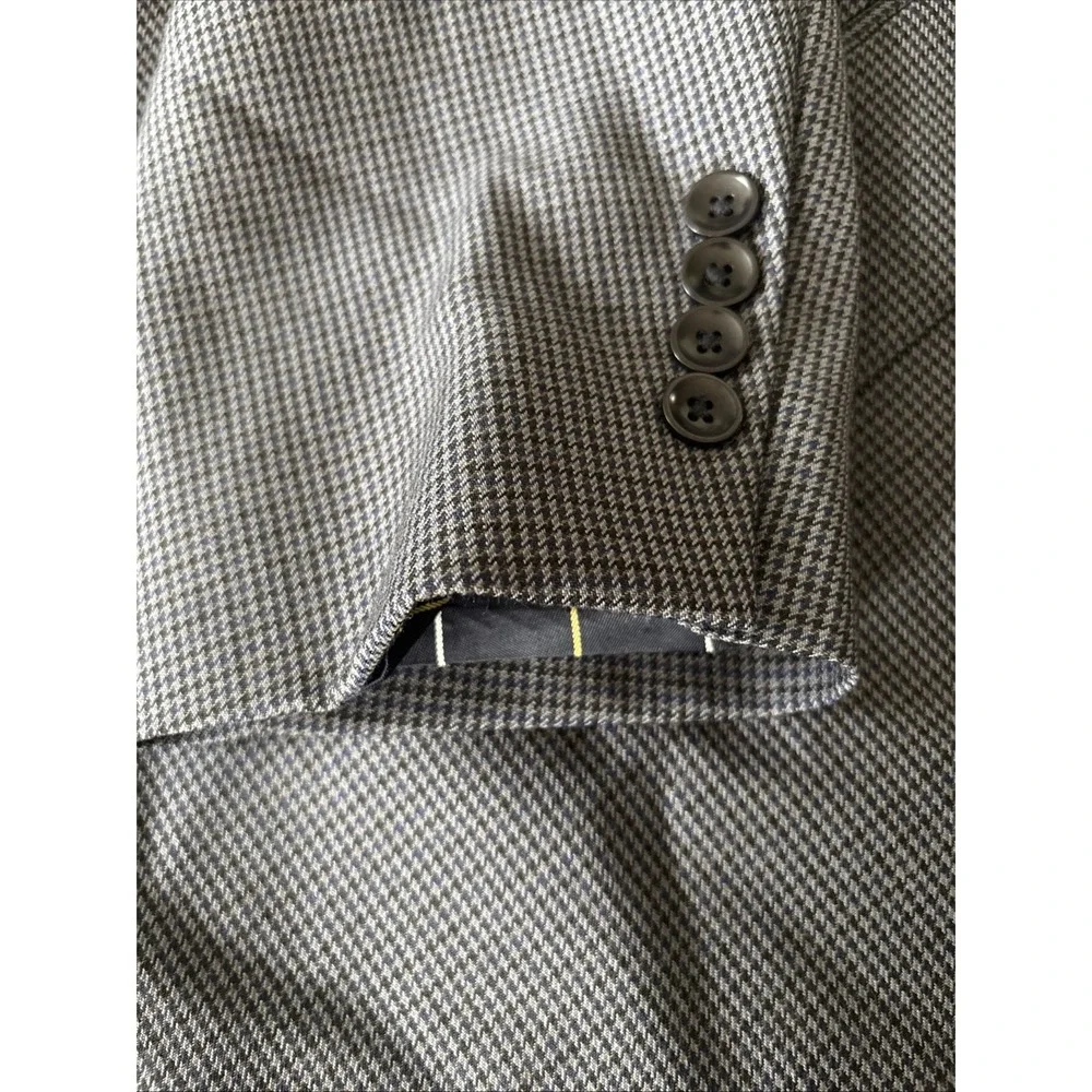 Nautica Mens Gray Houndstooth Wool Blazer Suit Jacket 43R Sport‎ Coat 3 Button